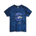 Field & Track Tie-Dye Tee — Blue Track & Field Cotton T-Shirt with Mascot