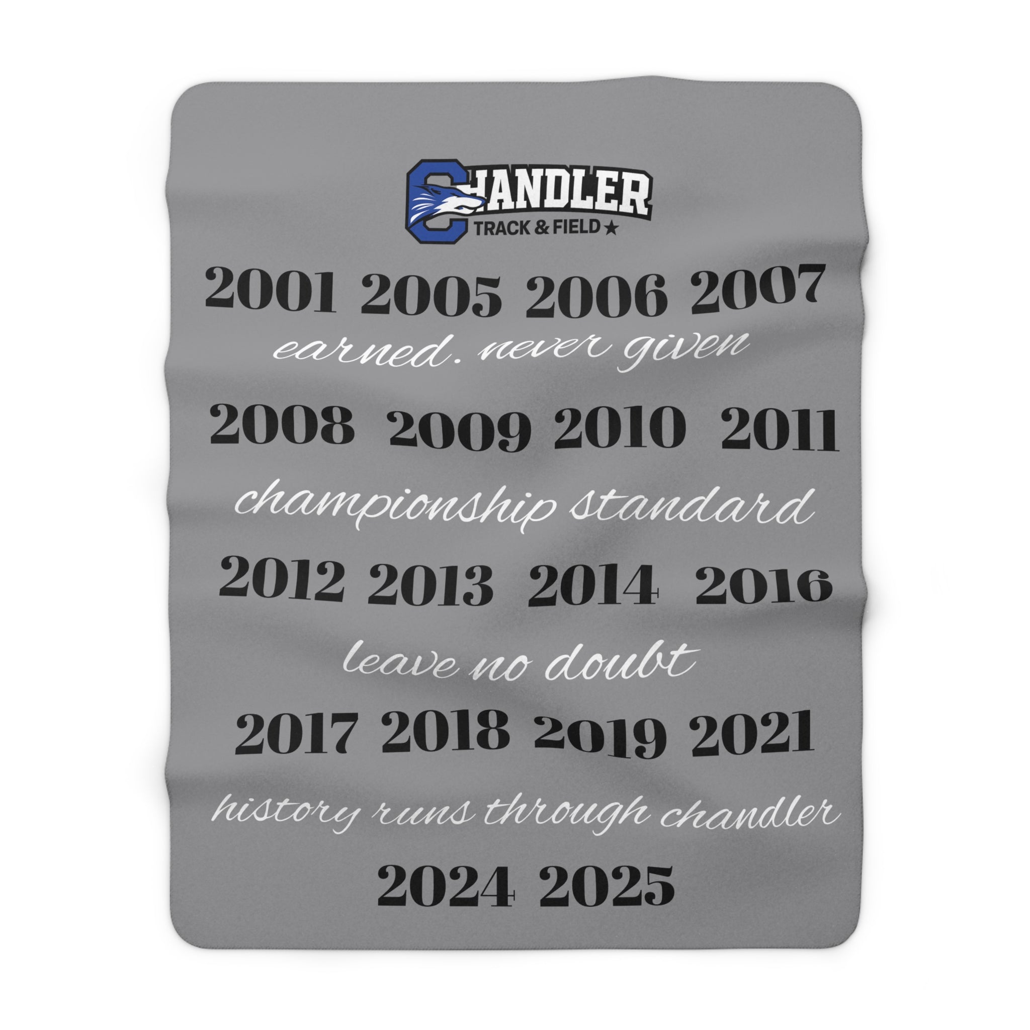 Chandler Track & Field Years Sherpa Fleece Blanket | Championship Standard, Team Milestones